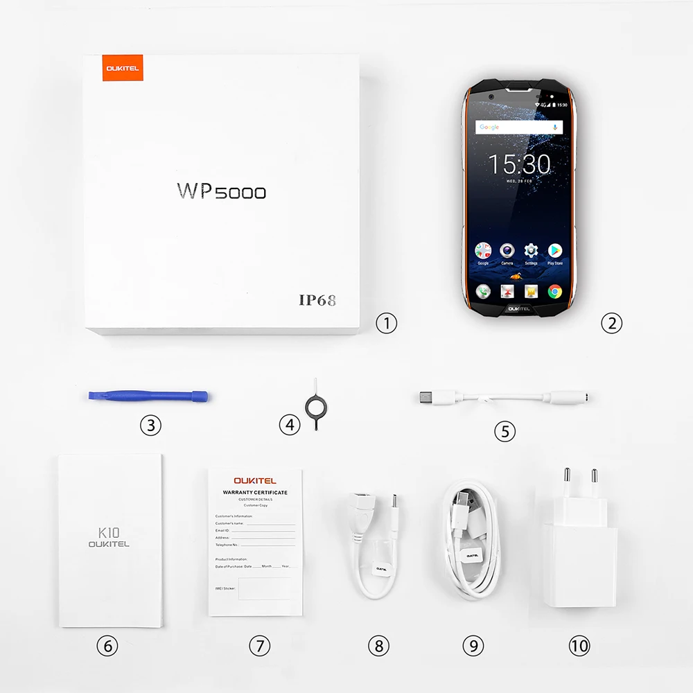 Oukitel WP5000 IP68 Водонепроницаемый отпечатков пальцев телефона 5.7 ''HD + 18:9 Экран 8MP