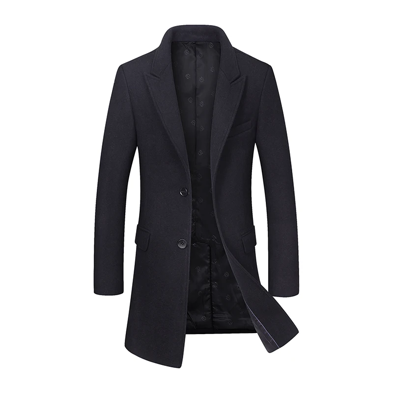 Шерстяное пальто Для мужчин Высокое качество среднего Длина нагрудные Slim Fit
