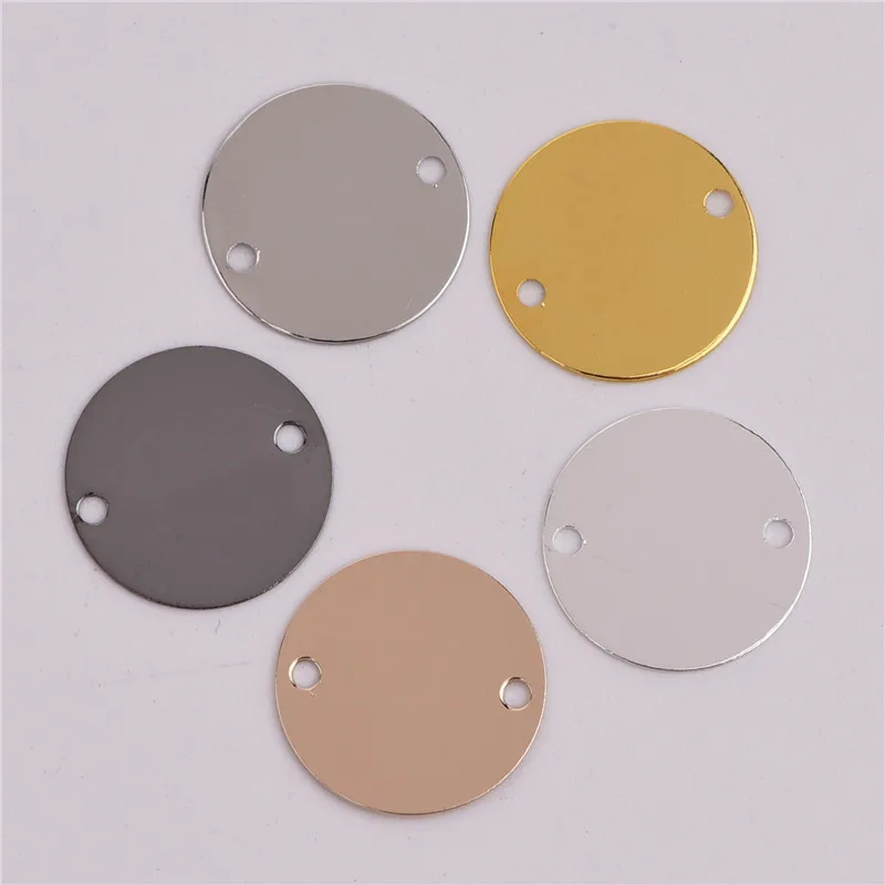 

50pcs/lot size 15mm copper material gold silver blank Circular charm pendant accessories for bracelet DIY jewelry making