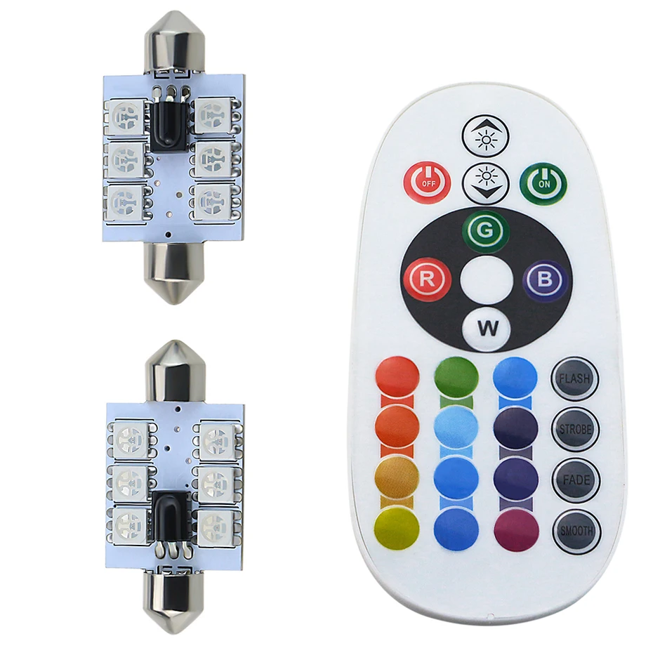 LVTUSI 2 шт светодиодный T10 RGB 6 SMD 16 Цвет RGB Изменение светодиодный салона Чтение свет с удаленным Управление лампы Авто быть