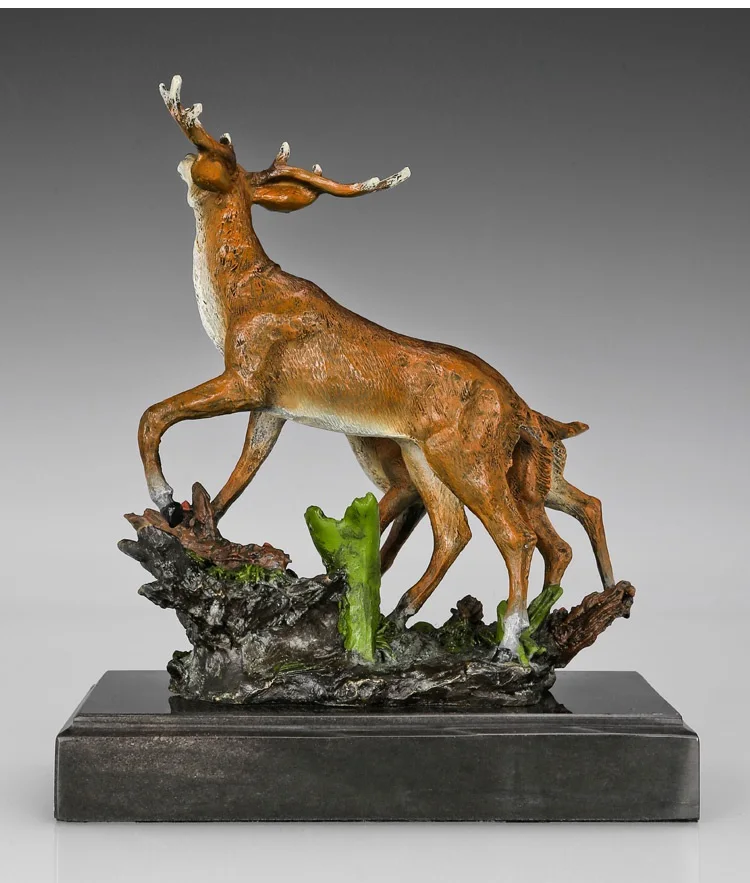 ATLIE Бронзовая статуя Sika Deer, скульптура для матери и ребенка, бронзовая статуэтка животного, многоцветная Современная Статуэтка Lucy, искусство для офиса, домашнего декора