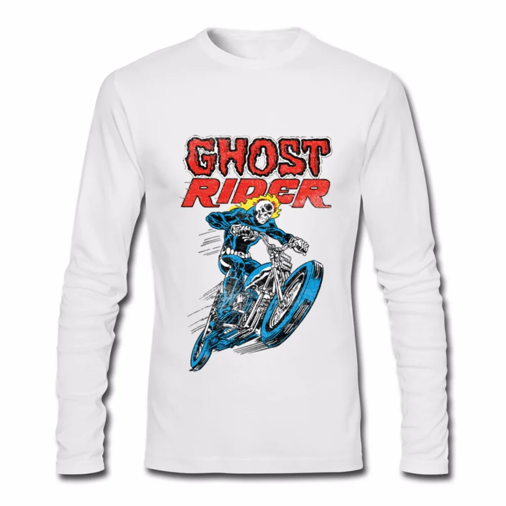 Ghost Rider футболка Для мужчин Популярные создать Мотоцикл Череп Мужчин's футболки