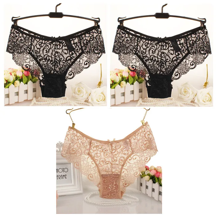 black black beige Размера плюс S/XL модные высококачественные женские трусики Прозрачное нижнее белье женские кружевные мягкие трусики сексуальное женское нижнее белье - Цвет: black black beige