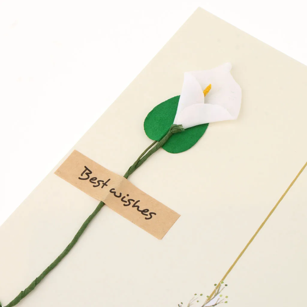 6 шт. поздравительные открытки из крафт-бумаги с сушеными цветами в рустикальном