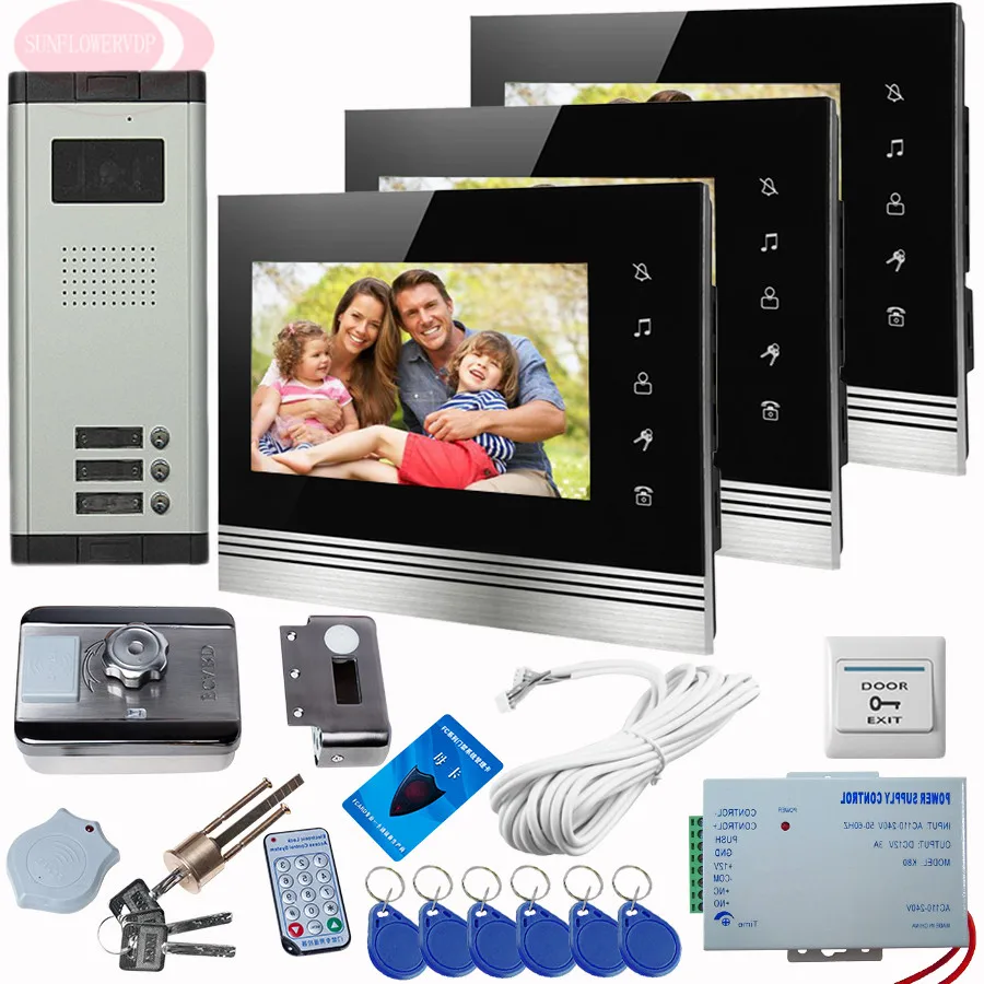 Видеодомофон SUNFLOWERVDP с сенсорным ключом дверной звонок камерой и Rfid