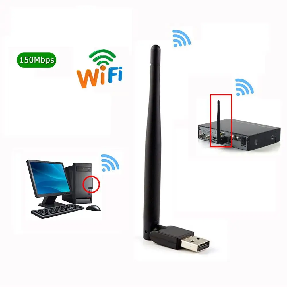Беспроводной Wi Fi мини адаптер BEESCLOVER 7601/2 4 ГГц для ТВ приставки DVB T2 и S2 сетевая