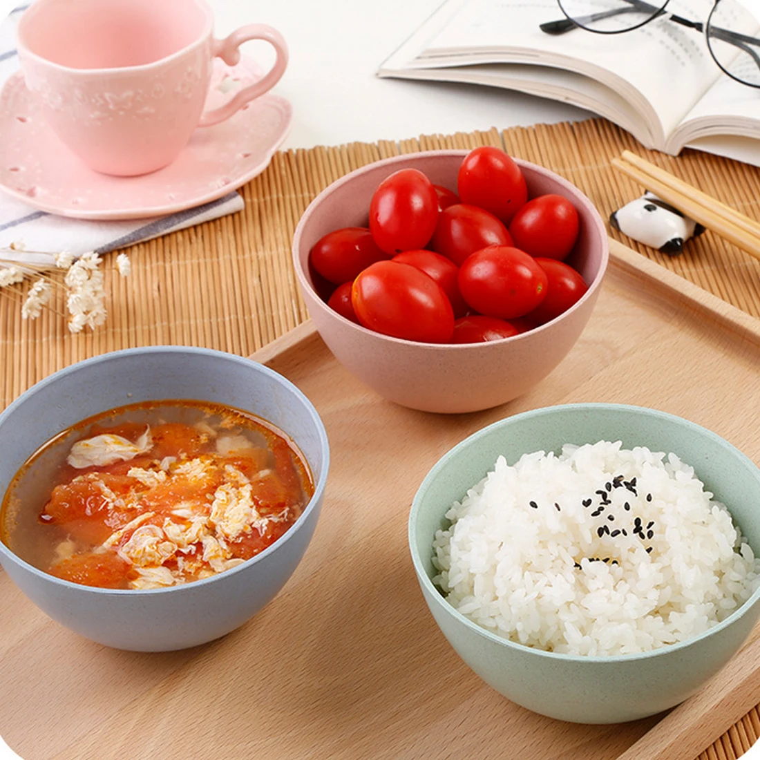 Круглая Пшеничная солома Детская миска для салата из рисовой лапши контейнер еды