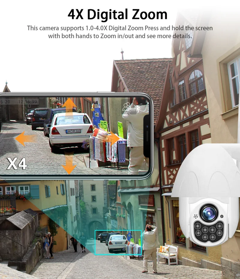 1080 P PTZ IP камера наружная скорость купольная беспроводная видеокамера с Wi-Fi панорамирование наклон 4X зум ИК Сеть видеонаблюдения 1080 P