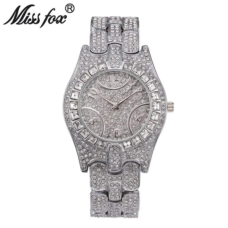 Miss Fox Топ Элитный бренд часы для женщин горный хрусталь Semirings даже противоударный