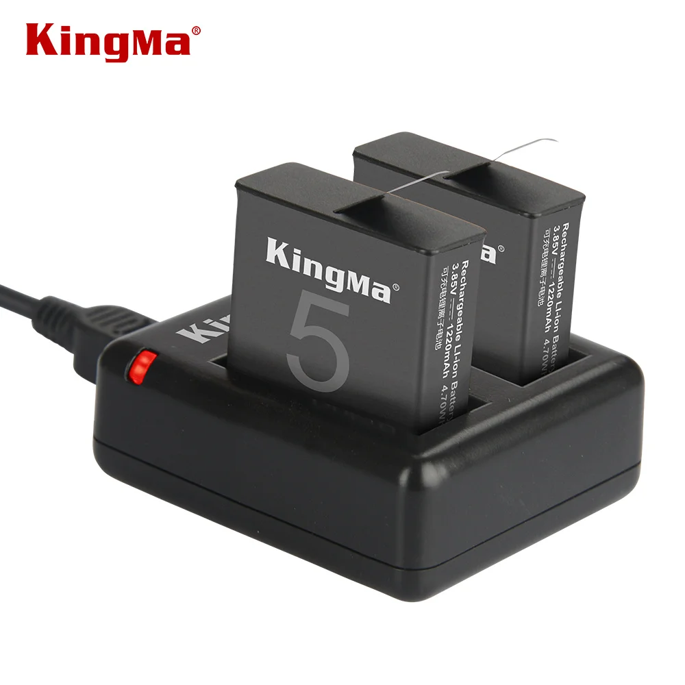 KingMa для 2 шт 1220mAh GoPro Hero 5 6 аккумулятор + двойное зарядное устройство USB Hero5 Black