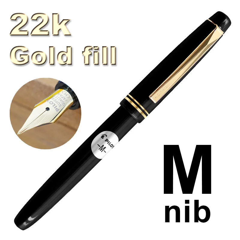 Black M PILOT 78g 78g+ 22k Золотая оригинальная иридиевая перьевая ручка практика каллиграфии, для студентов ef f m nib чернильный картридж con50 конвертер - Цвет: Black M