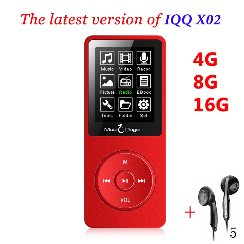 Горячие IQQ X02 MP3 музыкальный плеер 16 ГБ время 80 часов без потерь MP-3 hifi-плеер reproductor