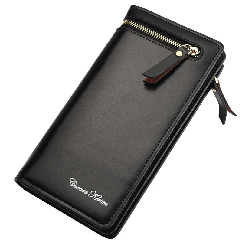 Новые модные однотонные кожаные женские кошельки на молнии большая