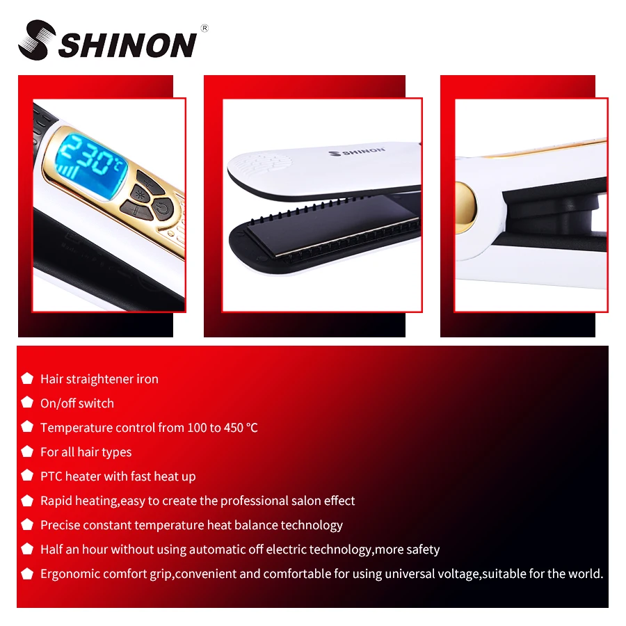 Профессиональный Выпрямитель для волос, быстрый нагрев, плоский утюг, отрицательные ионы, утюжок для выпрямления волос, инструменты для укладки, ЖК-дисплей