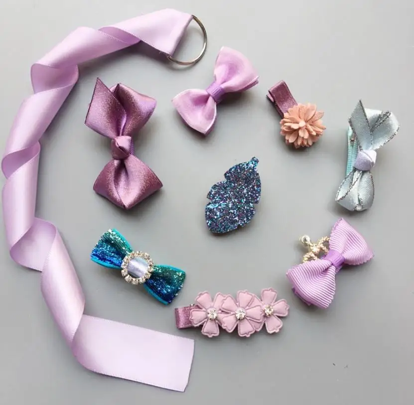 2 Elegance Girls princess Hair Accessories kids crown flower hair clips barrette hairpin headwear 8pcs clip+1 storage band TZ21 - Цвет: 2