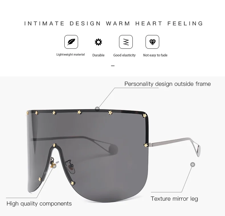 Women Oversized Sunglasses Men Goggle Fashion Shades UV400 Vintage Glasses 46464