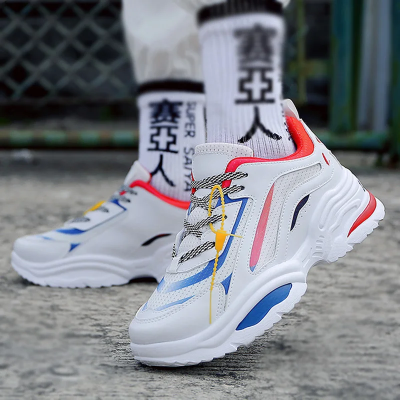 Модная мужская повседневная обувь на платформе популярная цветная дышащая