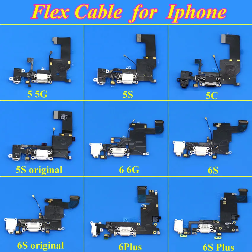 Зарядный разъем USB для iPhone 5 6 6S 6Plus Plus гибкий кабель с разъемом Lightning наушников 1