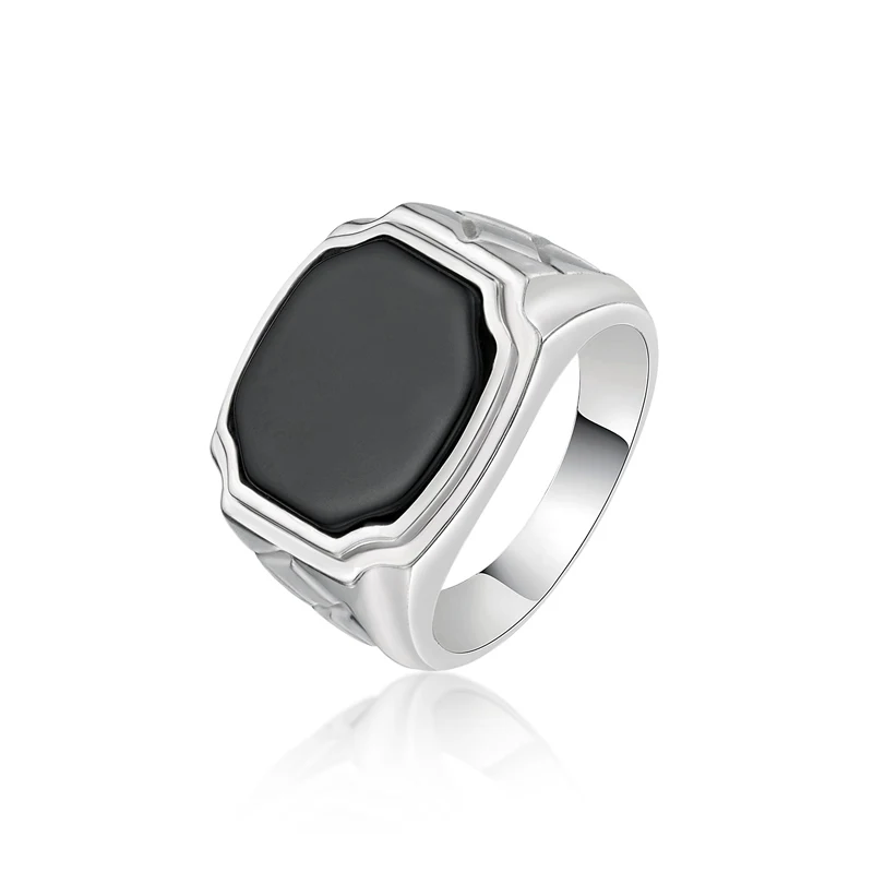 AINOUSHI 925 пробы Серебряное мужское обручальное кольцо, черное Золотое геометрическое мужское серебряное кольцо на день рождения, подарок, ювелирное изделие