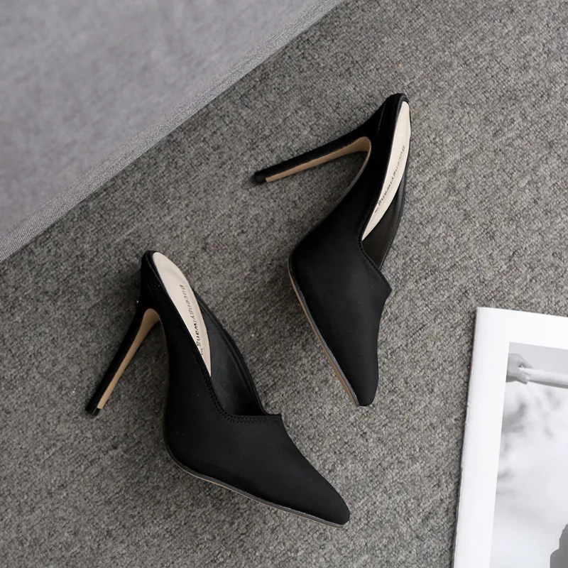 

EFFGT 2019 New Fashion Summer slipper Mules Pointed Toe high Heel slipper Women Pumps High Thin Heels Party Sexy women Slipper