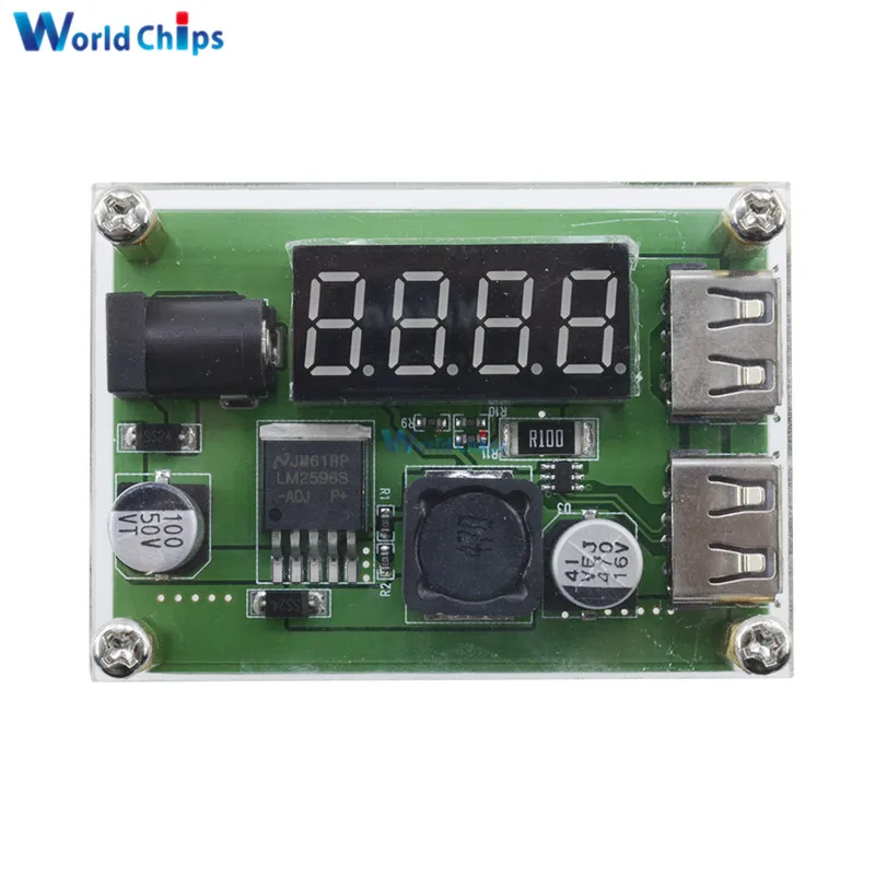 DC-DC 9V 12V 24V 36V to 5V 3A LED Digital Display Step Down Buck Module Voltage Voltmeter Dual USB Converter With Case for Car |
