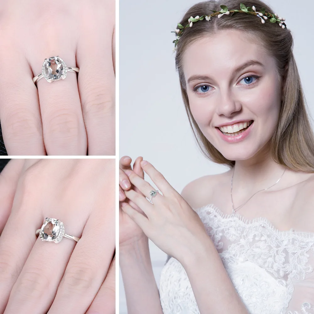 Jewelrypalace Марка овальные 1.8ct натуральный камень зеленый аметист Обручение кольцо