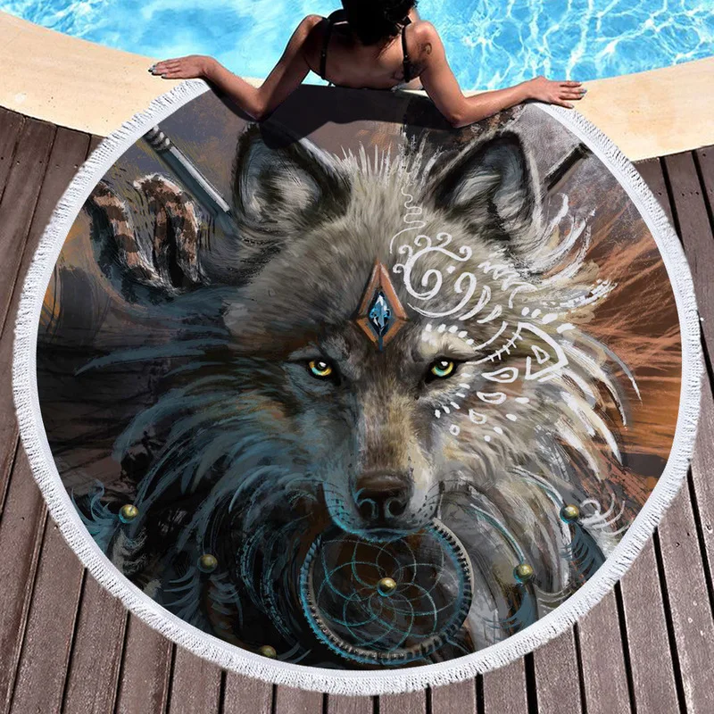 

Big Round Sandbeach Towels Print Animal Pattern Beach Towel Microfiber Fabric Bathroom Bath Outdoor Swim Towel Travel Serviette