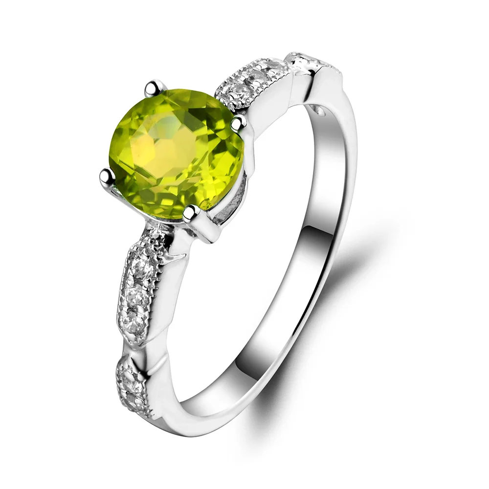 Украшения leige натуральные кольца из перидота круглой огранки обручальное кольцо