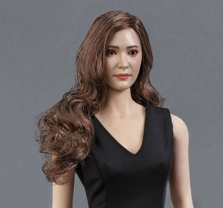 1/6 GC014 азиатские девушки женщины голова лепить похож на Yangmi с кудрявыми волосами