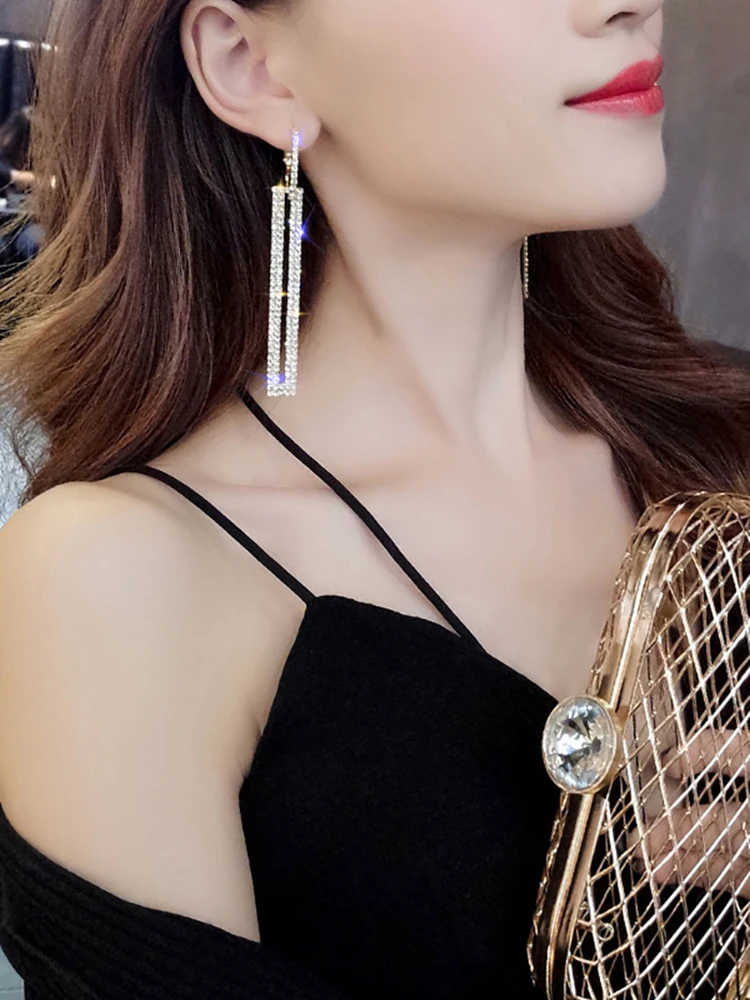  Rhinestone Earring for Women Party Jewelry Gift Fashion Square Women's Earrings | Украшения и аксессуары