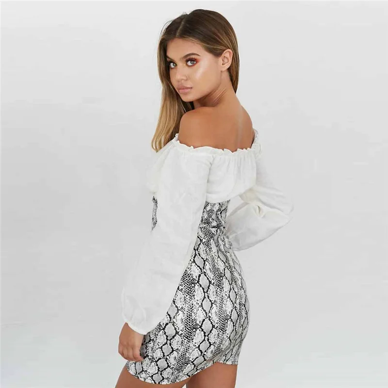 Змеиной кожи платье 2018 г. летние женские пикантные Bodycon змеиной v-образным вырезом