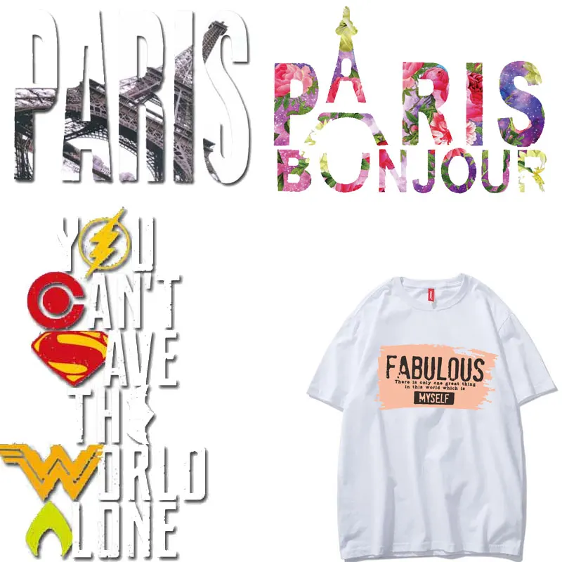 

Fashion Tower Large Letter Patch Heat Transfer Ironing Stickers Vinyl DIY T-shirt Clothing Application Appliques Thermal Press E