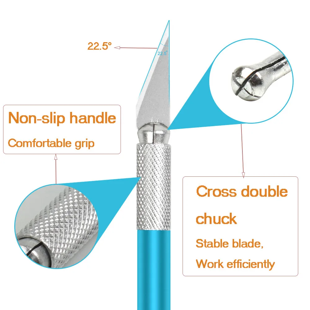 Toolour Precision Hobby Knife Set with 6 pcs Stainless Steel Blades For Art Wood Carving DIY Handicraft PCB Repair Hand Tool | Инструменты