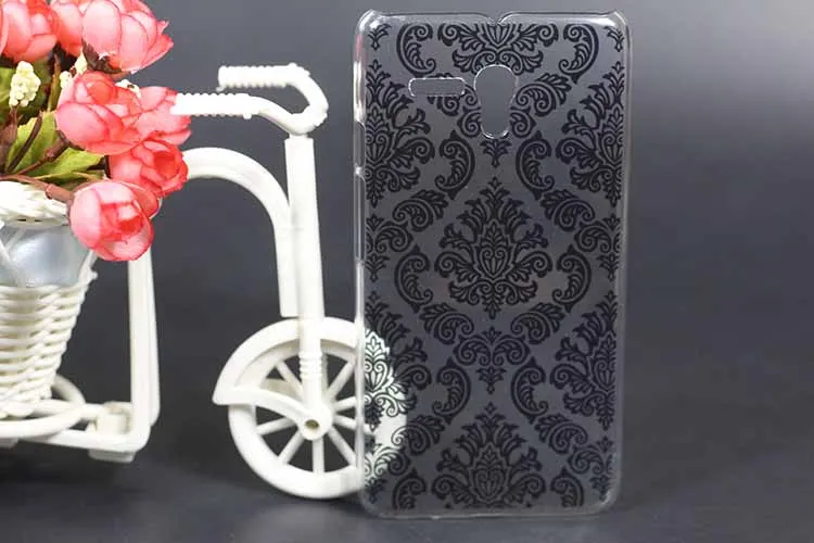 Чехол для Alcatel One Touch Pop 3 5.5" 5025D 5025 с жесткой задней панелью, расписанный в ретро-стиле с черно-белым пейсли и цветочным узором.