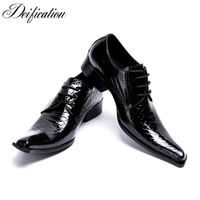 deification elegant gentleman wedding dress shoes lace up real leather shoes square toe classic men formal business flat shoes