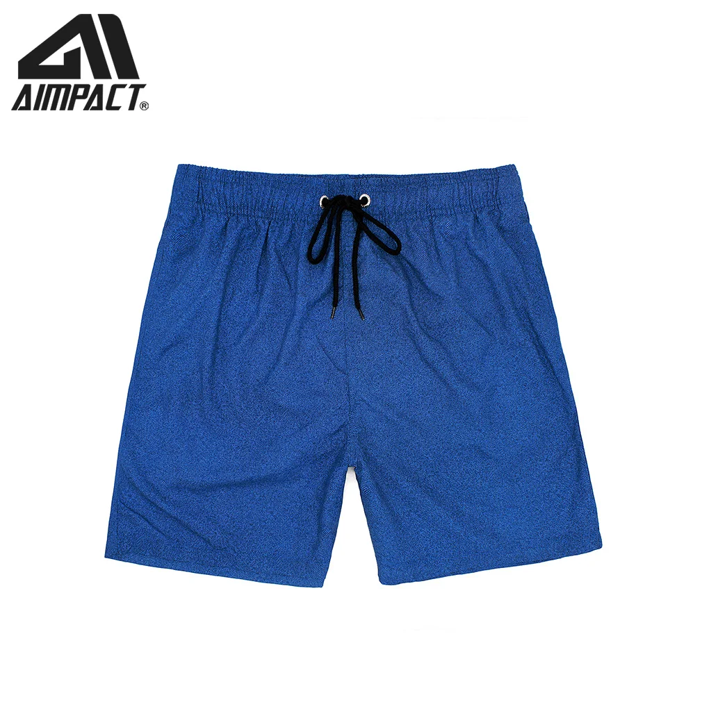 

Aimpact Mens Board Shorts Denim Blue Quick Dry Summer Beach Swimming Shorts Fashion Surf Hawaii Mesh lining Liner Trunks AM2203