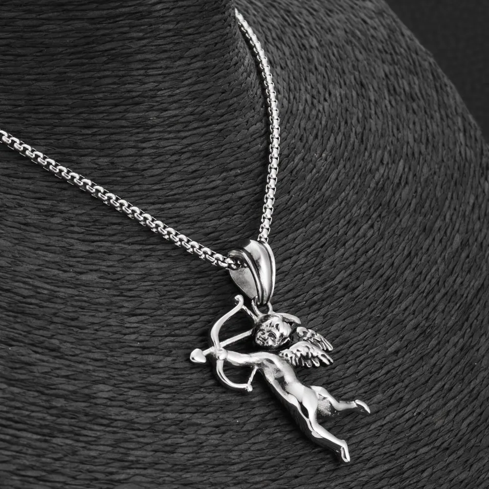 Goofan хип-хоп классический кулон Купидон для стрельбы из лука ожерелье нержавеющей