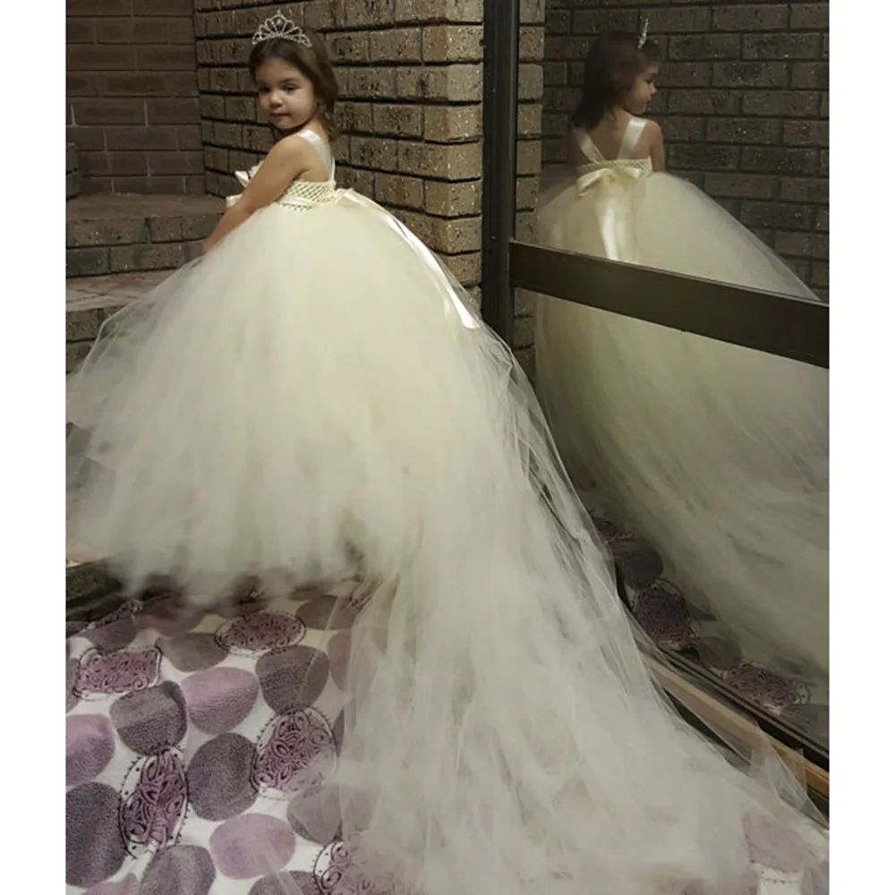 

Gorgeous Ivory Full Fluffy Flower Girl Tutu Dress Handmade Crochet Tulle Tutu Dresses Perfect For Birthday Wedding Photoprah