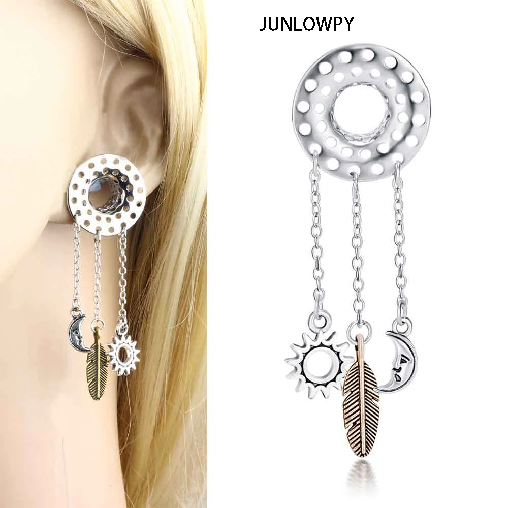 JUNLOWPY 2 шт. стальные серьги гвоздики и тонкие винтовые туннели для пирсинга