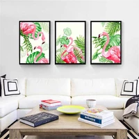 haochu flamingo plants poster for living room home decor painting print poster simple nordic wall picture canvas painting