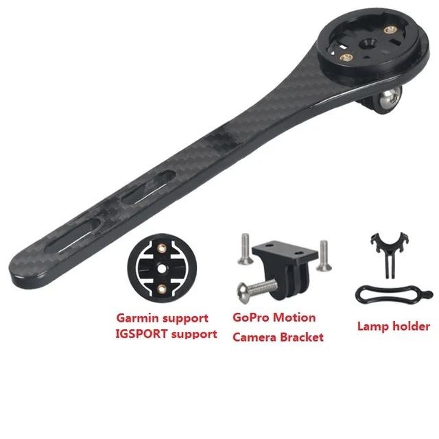 glossy for garmin Полный карбоновый держатель для велосипеда Garmin/bryton/cateye/igpsport+ GoPro кронштейн для камеры движения+ держатель лампы - Цвет: glossy for garmin
