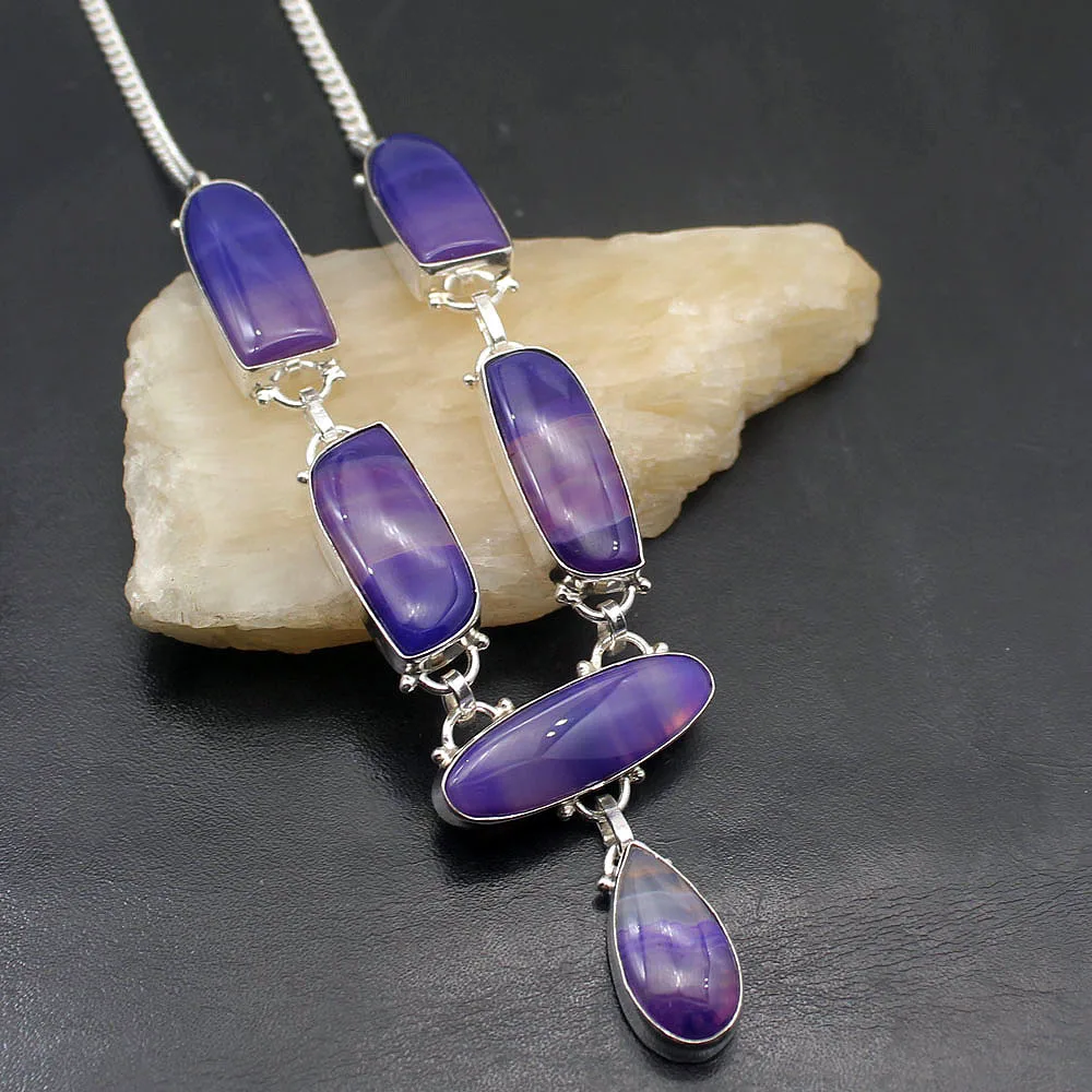 Элегантная милая Мода Ботсвана агате925 стерлингового серебра кулон ожерелье