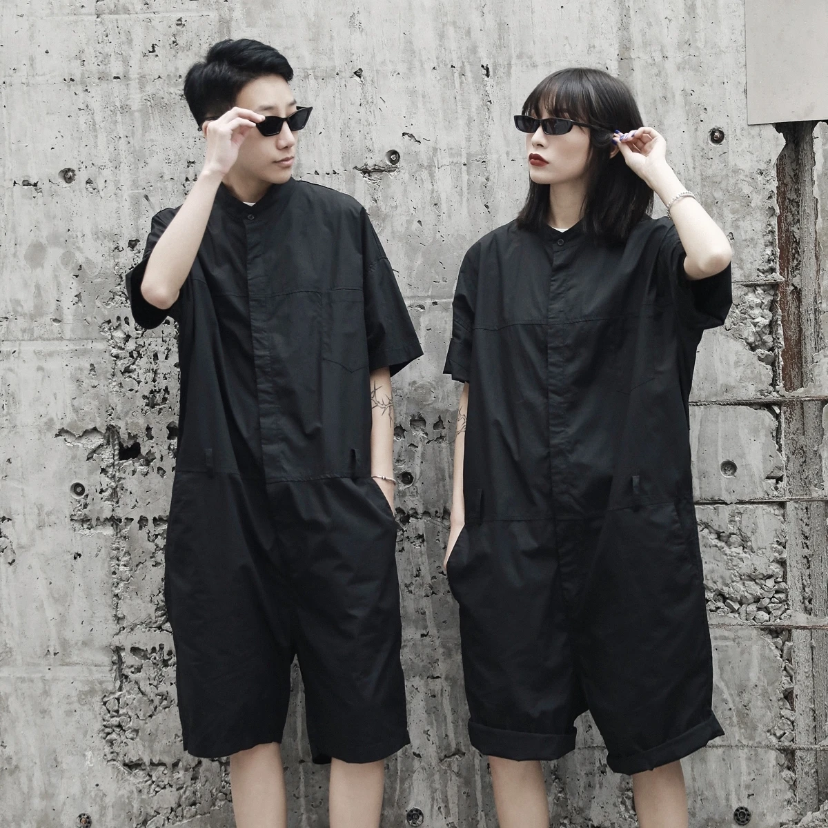 Комбинезон мужской с коротким рукавом короткий свободный Ромпер в стиле ретро