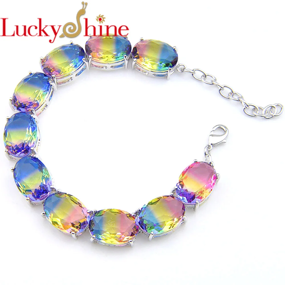 Luckyshine рождественские ювелирные изделия подарок Овальный BI COLORED турмалин