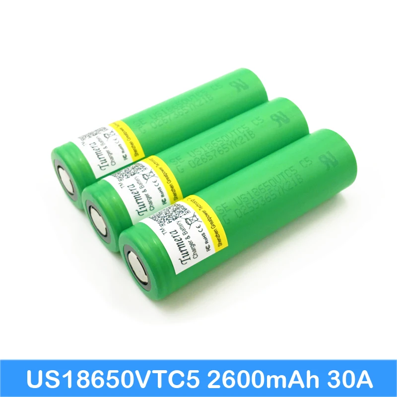100% оригинальный 30A разрядка 3 7 V US18650 VTC5 2600mAh перезаряжаемые батареи для