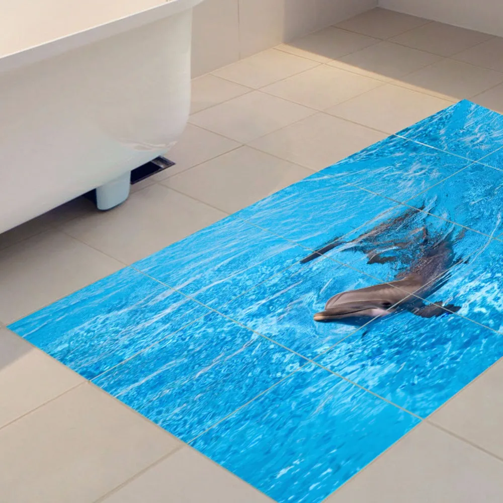 3D Дельфин противоскользящие износостойкие напольные наклейки плитки