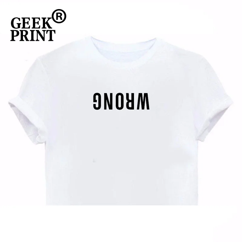 Женские топы неправильные футболки с логотипом вверх дном Женская забавная