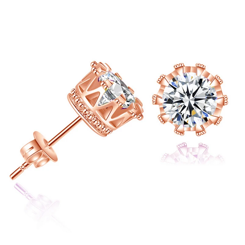 Модная Корона серьги гвоздики ювелирные изделия 6 мм 2 карата ААА кубического
