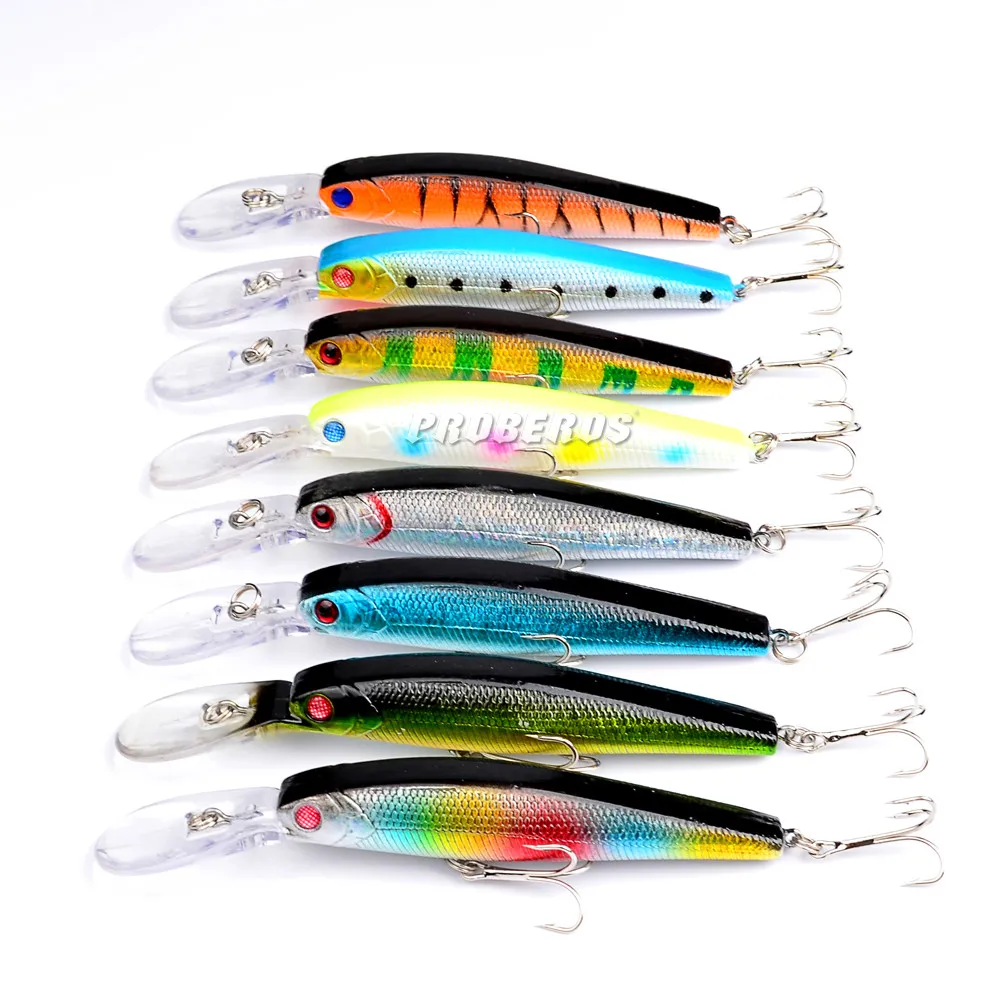 8pc Top Quality Fishing Lures 8 color Minnow fishing bait 5&quot-12.7cm/14.22g-0.51oz tackle DW1089 | Спорт и развлечения