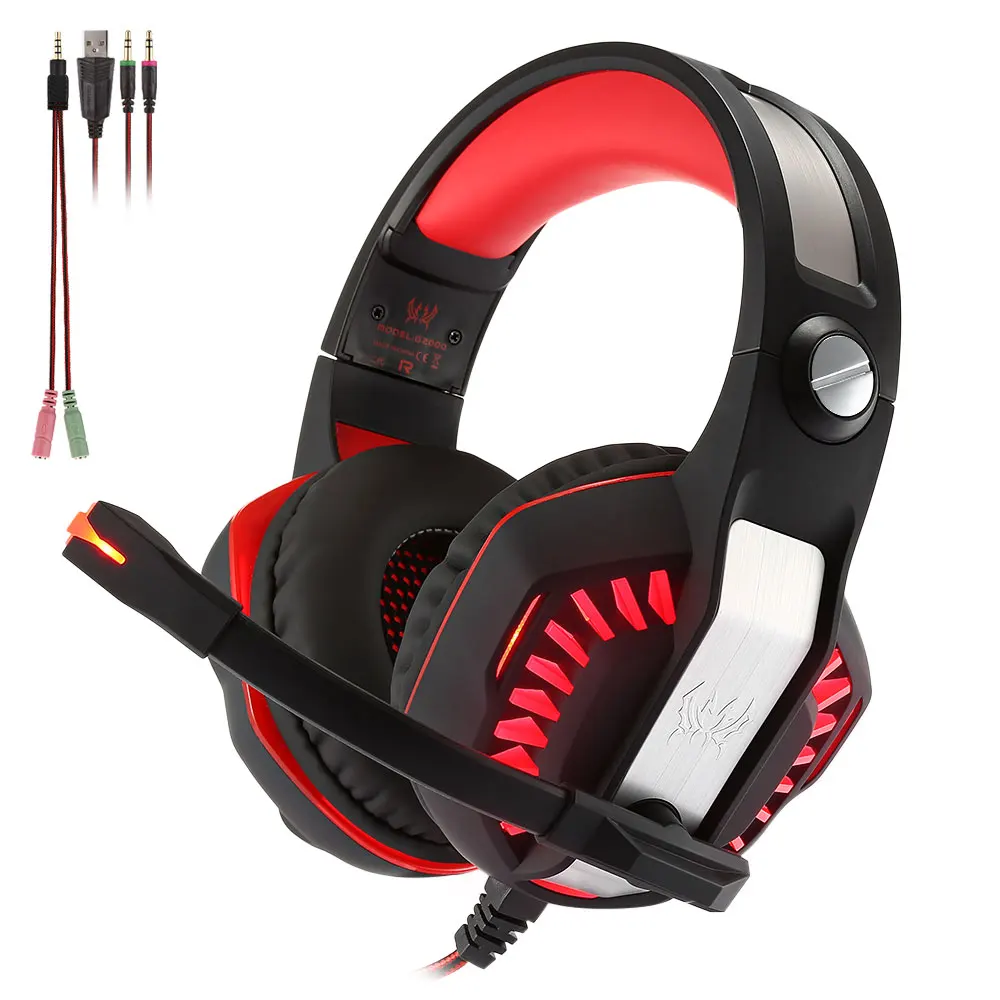 KOTION каждый G2000 игровая стереогарнитура 2 м кабель светодио дный свет Over-Ear Super Heavy